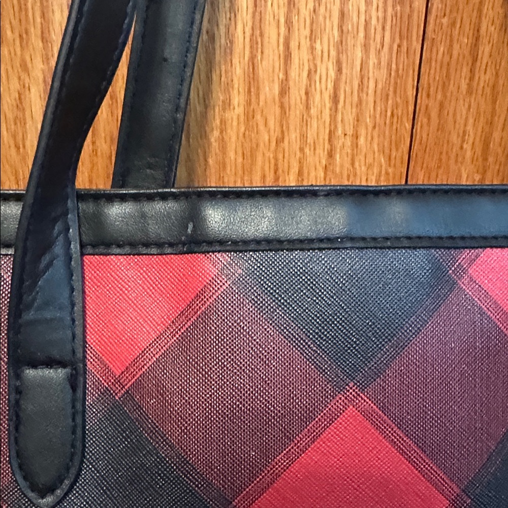 Victoria's Secret Red and Black Checkered Tote - Picture 5 of 10